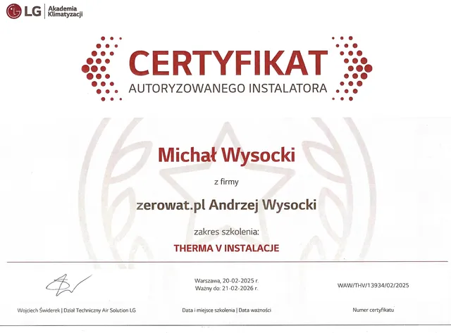 Skan: LG - Certyfikat Autoryzowanego Instalatora (Therma V)